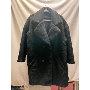 Black plus size Teddy coat